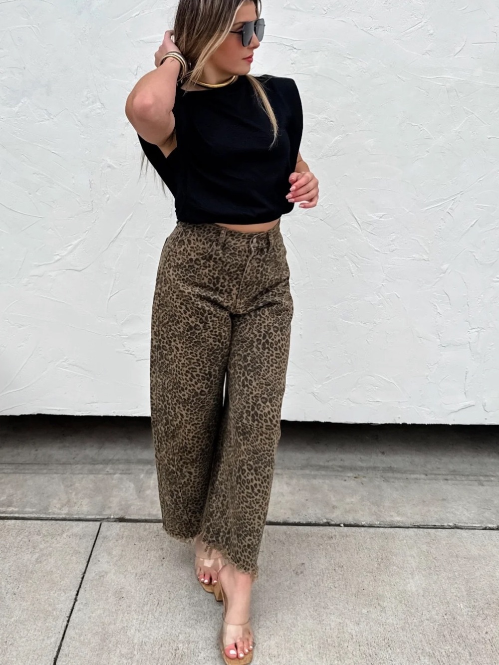 Leopard Print barrel jeans - Brown